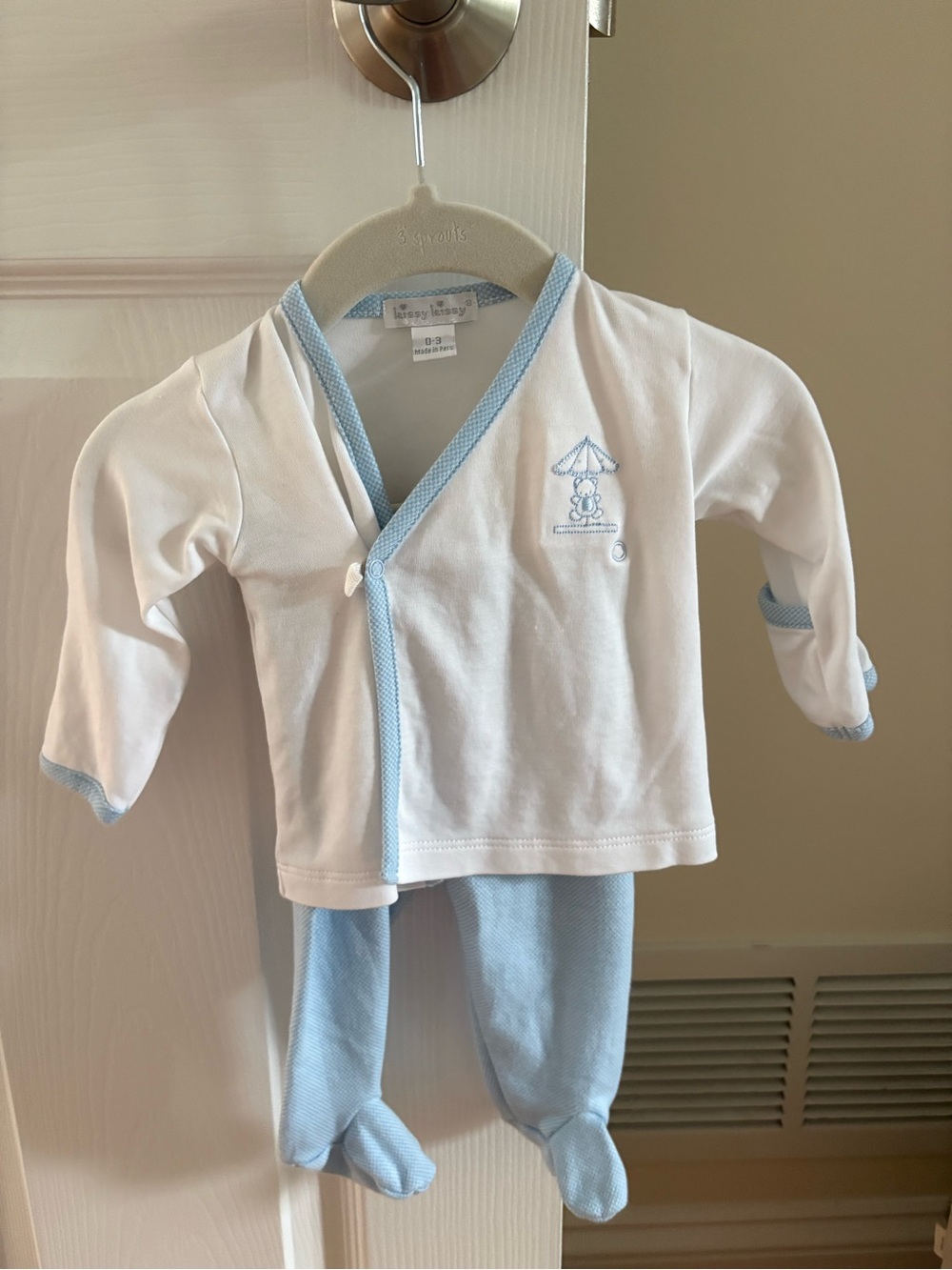 Kissy Kissy Blue & White Baby Pajama Set